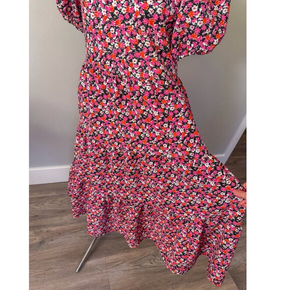 ASOS DESIGN Midi Tiered Smock Dress in Pink Floral Print - Picture 10 of 13